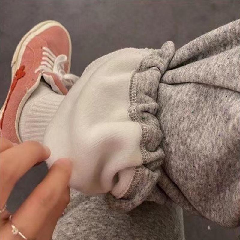 Autumn and Winter Loose and Thin Casual Sports Pants Female Students Korean Version of Color Dots Plus Velvet Thickening Beam Pants Female Tide