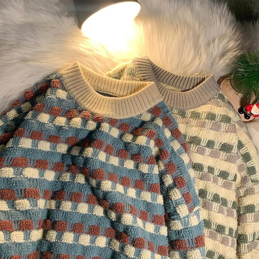 Autumn and Winter New Printed Sweater Men's Korean Style Trend Personality Wild Loose Sweater