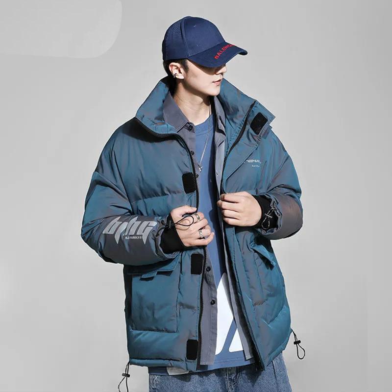 Winter Down Jacket Men's Fashion Short Shiny Jacket Tide Brand Lovers Thick Bread Jacket Padded Jacket