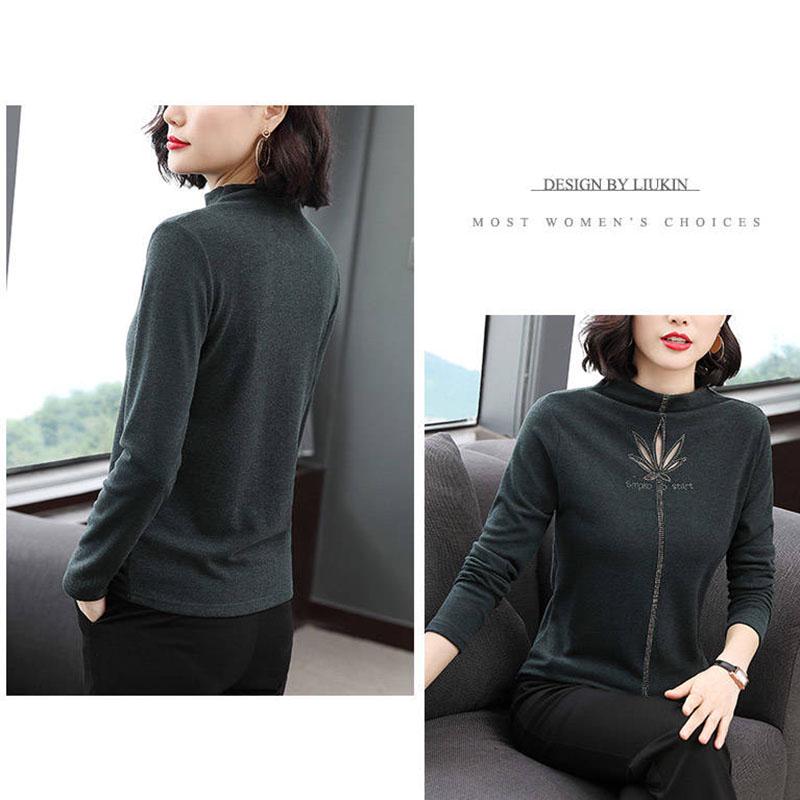 Women letter Embroidered pullover Sweaters Hollow Rhinestone warm Velvet Sweaters long sleeve loose