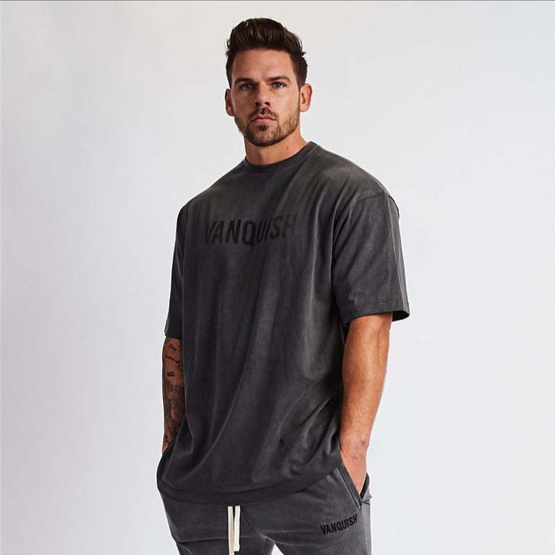 Sports Fitness Plus Size Short-sleeved T-shirt Men's Running Casual Cotton Workout Clothes