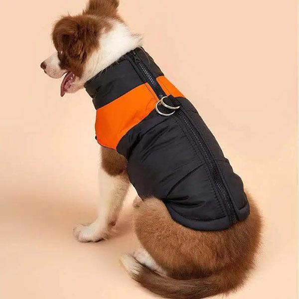 Pet's Waterproof Warm Clothes Winter Puppy Color Stitching Zipper Cotton Vest Soft Casual Oversize Jacket Dog's Ski Suit