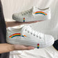 Rainbow high-top canvas shoes students breathable all-match college wind shoes ins casual shoes