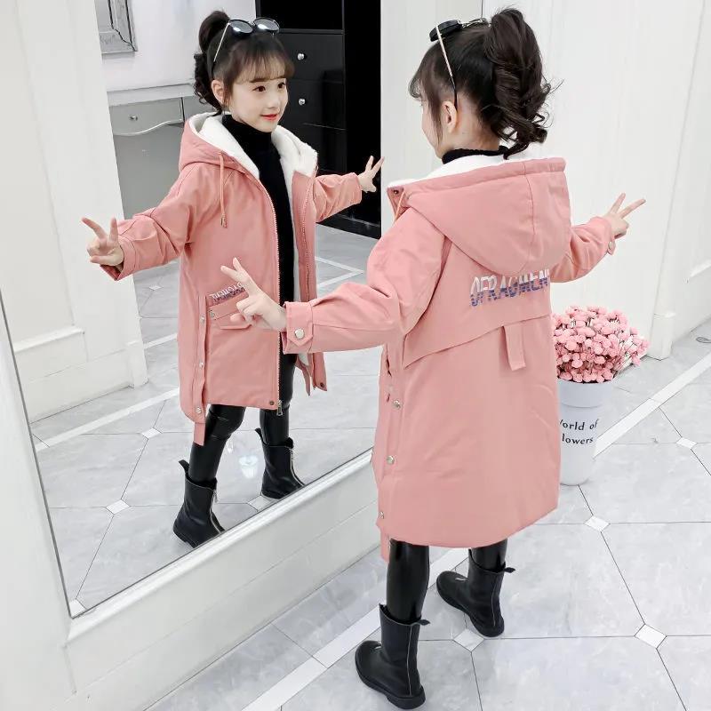 Girls' Warm and Windproof Cotton Clothes Mid-length Padded Winter Coat
