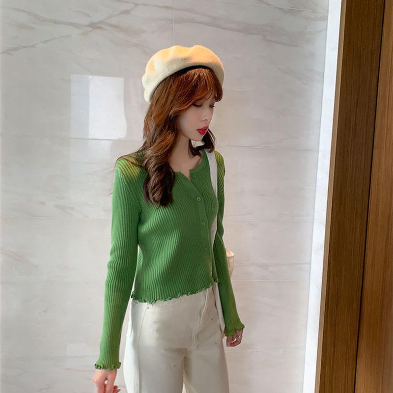 Autumn and Winter Knitted Sweater Short Long-sleeved Casual Jacket Cardigan Loose Young Women's Top