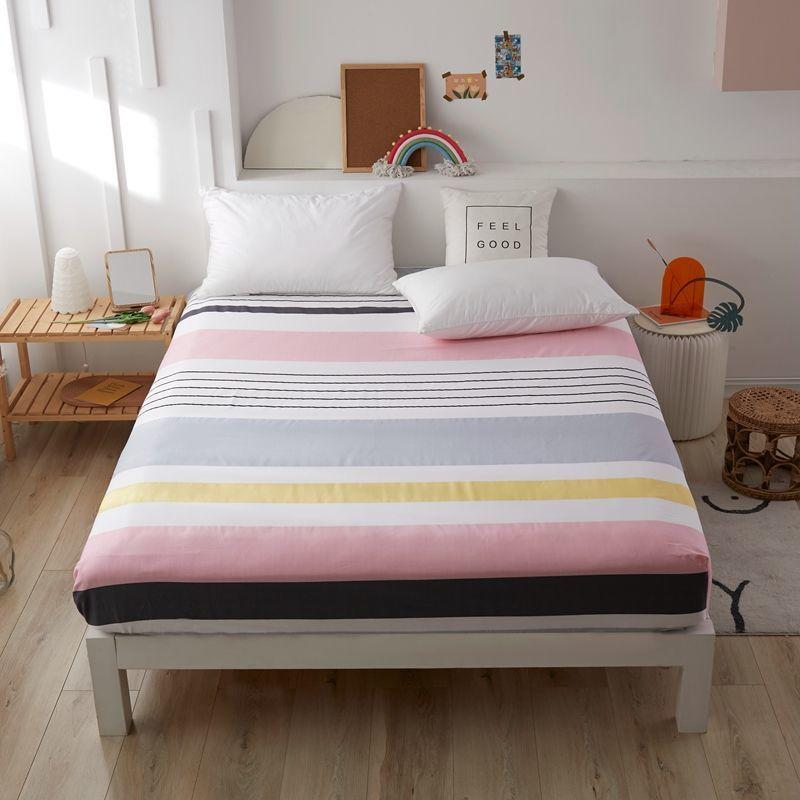 Skin-friendly Cotton Bed Cover Non-slip Fixed Mattress Cover Dust Protection Cover Bedding Cotton Bed Sheet Single Piece