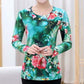 Spring and Autumn Mother Round Neck Long-sleeved T-shirt Women's Floral Loose Top Bottoming Shirt Women