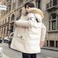 Extra Large Size Men's Cotton-padded Winter Warm Parka Coat Mid-length Thick Fur Collar Coat