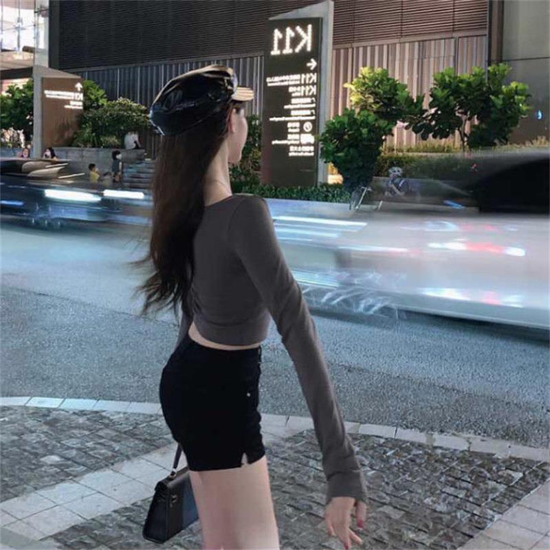 Fall Women Casual Square collar Women Autumn Long sleeve T-Shirt Women Basic Tee Pullover