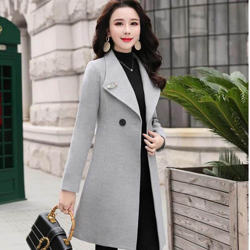 Long Phoenix Woolen Coat Women's Mid-length Korean Style Autumn and Winter Slim Woolen Coat