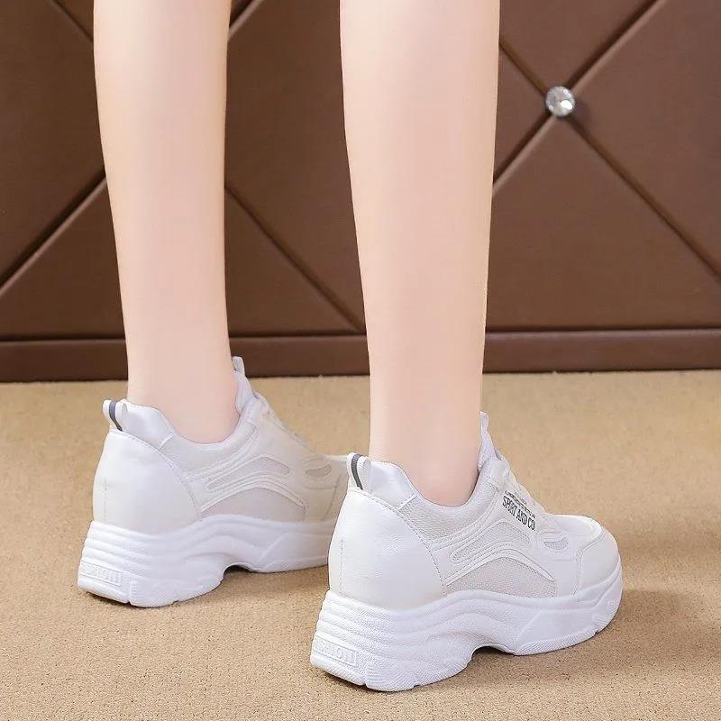 Women's Spring and Autumn Casual Versatile Shoes Waterproof Thick Sole High Heel Shoes Female Breathable Non Slip Flat Shoes