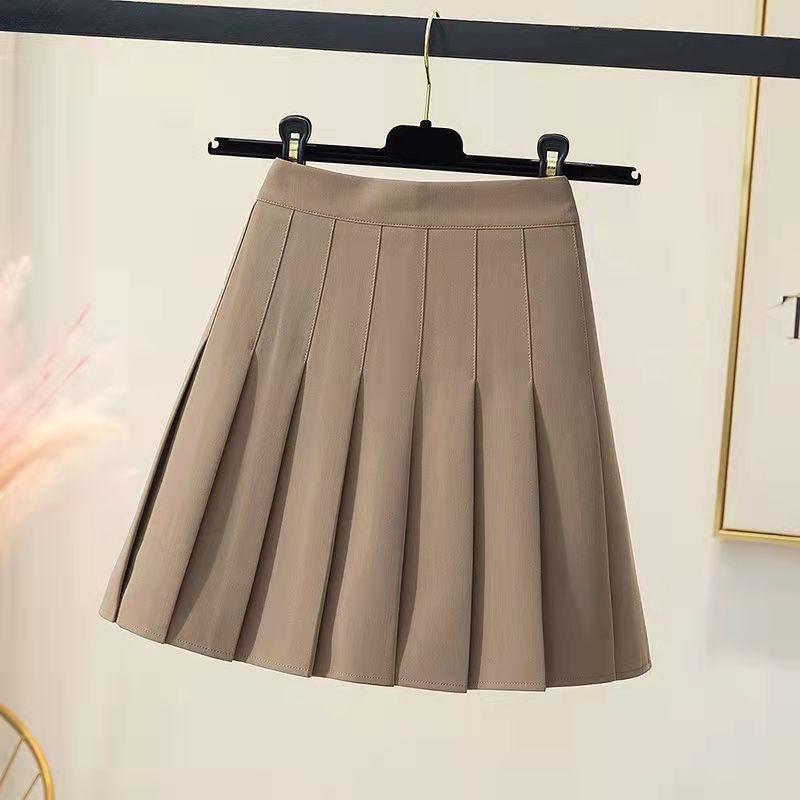 Pleated Skirt Women's Summer College Style High Waist A-line Skirt All-match Short Black Skirt