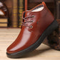 Men's Cowhide Cotton Shoes Woolen Leather Thick Warm Shoes Winter Plus Velvet Snow Boots Middle-aged and Elderly Leather Shoes Outdoor Shoes