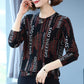Autumn and winter ladies fur round neck bottoming shirt fashion printing shirt sweater