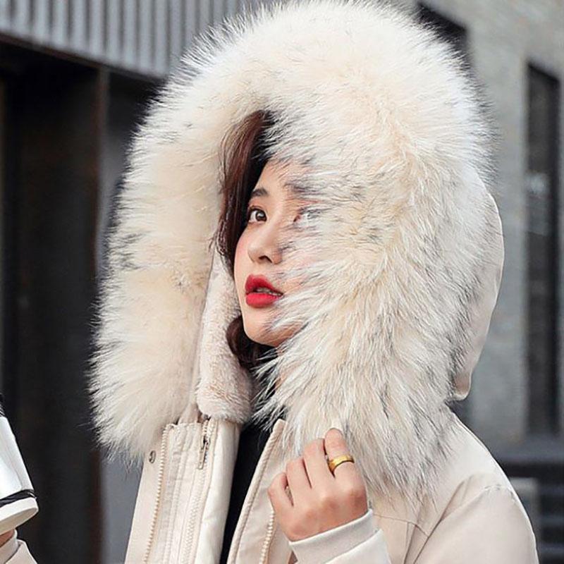 Winter Women's Cotton Jacket Jacket Mid-length Large Fur Collar Plus Down Jacket Thickening Plus Velvet Jacket