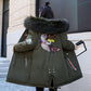 Women's Cotton-padded Jacket Mid-length Large Fur Collar Cotton-padded Jacket Plus Size Korean Student Loose Thick Coat Women