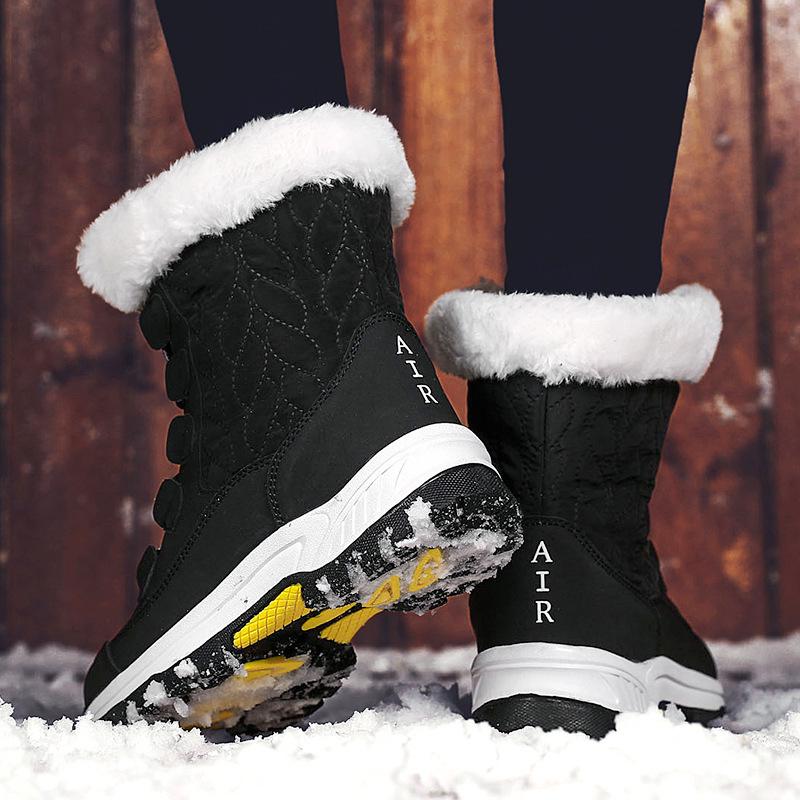Large Size Snow Boots Women Outdoor Travel Thick High-top Cotton Shoes Women Mid-tube Boots Winter