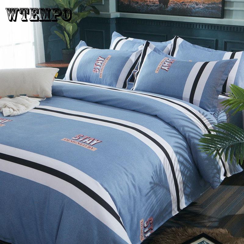 Summer Bedding Set Striped Bed Linens Flat Sheet Bedclothes Home Textile Duvet Cover