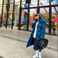Blue Mid-length Down Down Padded Jacket Women's Bread Coat Winter Coat Thickened Knee-length Quilted Jacket