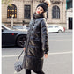 Mid-length Disposable Bright Face Stand-up Collar Hooded Women's Cotton-padded Coat Knee-length Cotton-padded Coat Thick Loose Bread Warm Jacket