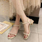 Sandals Women's Summer Korean Fashion Thick Heels High-heeled Pearl Sandals