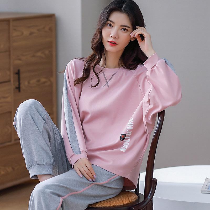 Women's Pajamas Set Cotton Sleepwear Suit Long Sleeve Pyjamas Loose Casual Home Wear Spring Autumn Tops and Pants Sets Cartoon Cute