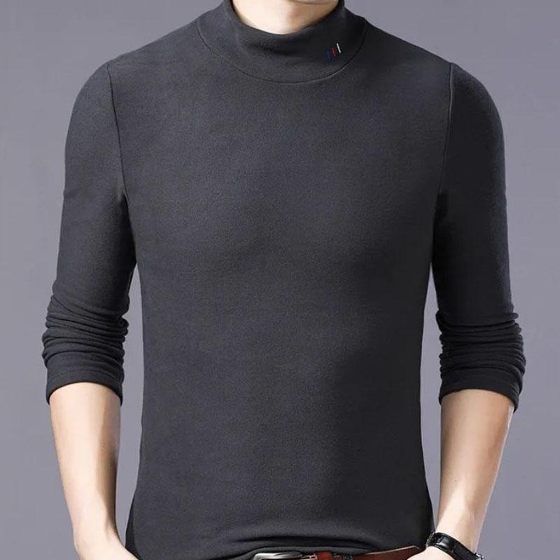 Double-sided Velvet Men's High-neck Long-sleeved T-shirt Plus Velvet Thermal Underwear Plus Size Bottoming Shirt Top