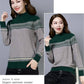 Vintage Printed Sweater Women High Neck Sweater National Style Clothes Knitted Bottoming Shirt Loose Short Sweater Top
