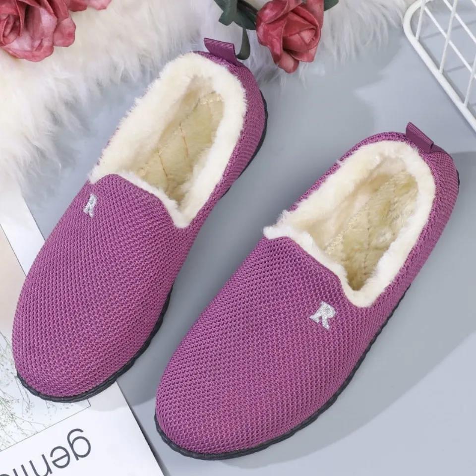 Winter Cotton Shoes Women Plus Velvet Thick Soft Bottom Non-slip Warmth One-step Plus Velvet Shoes