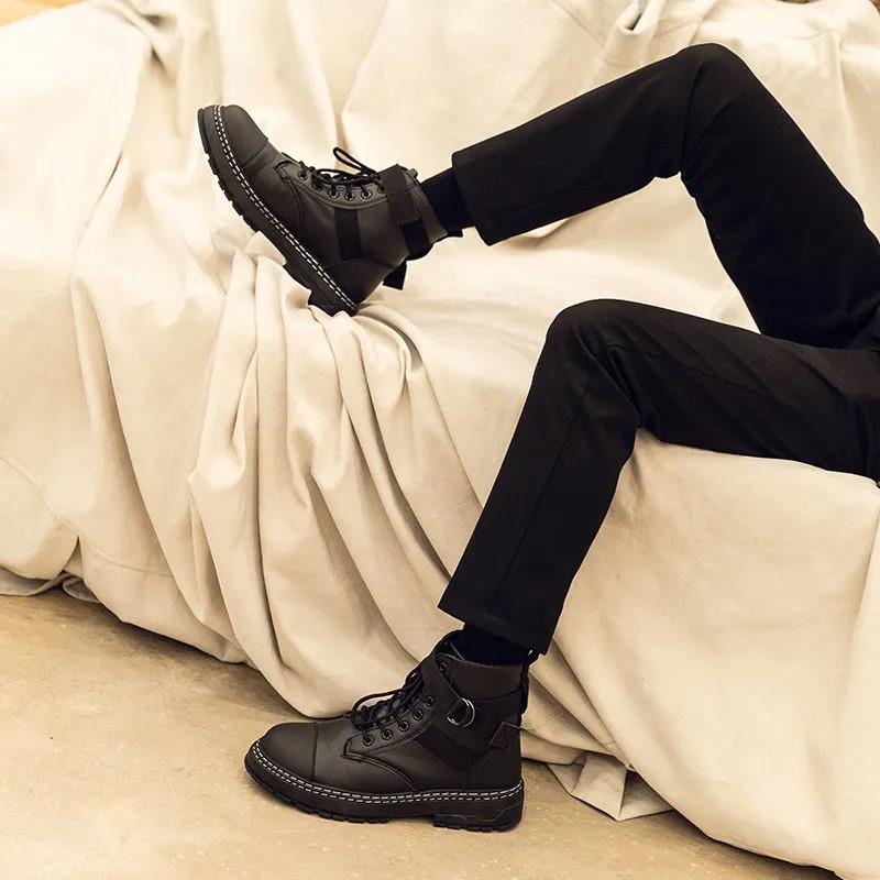 Summer Martin Boots Men's High-top British Style Korean Version of All-match Men's Shoes Locomotive Tooling Boots