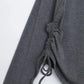 Short Solid Color Long Sleeve T-Shirt Female Student Drawstring Sling Long Sleeve Top Women