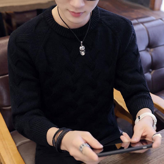 Autumn and Winter Men's Slim Turtleneck Sweater Thickening Trend Youth Sweater