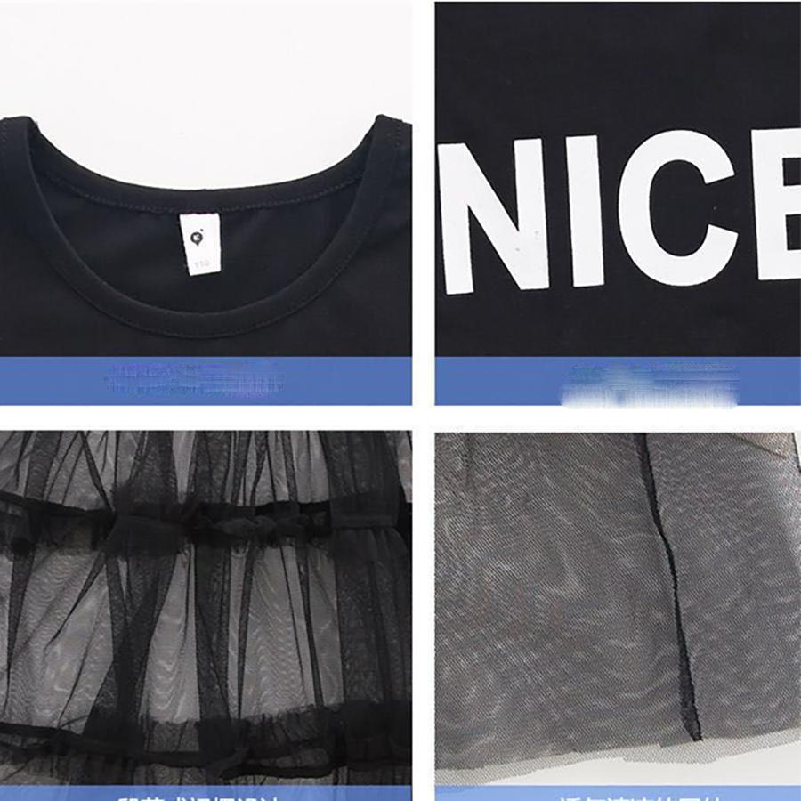 Summer Girls Tutu Dress Baby Dress Kids Dress Children Vestidos Toddler Dress Letter See Through Mesh Patch 2 To 7 Yrs