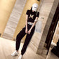 Fashion Slim Ins Spring and Summer Casual Sports Bottoming Nine-point Pants Female Korean Students Loose