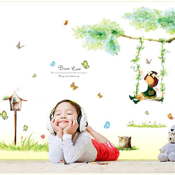 TV background living room romantic bedroom decoration removable TV background wall swing girl