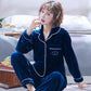 Pajamas Women's Coral Velvet Fabric Keeps Warm, Soft and Thick, Ladies Flannel Suit Long-sleeved Large-size Warm Home Service Without Linting
