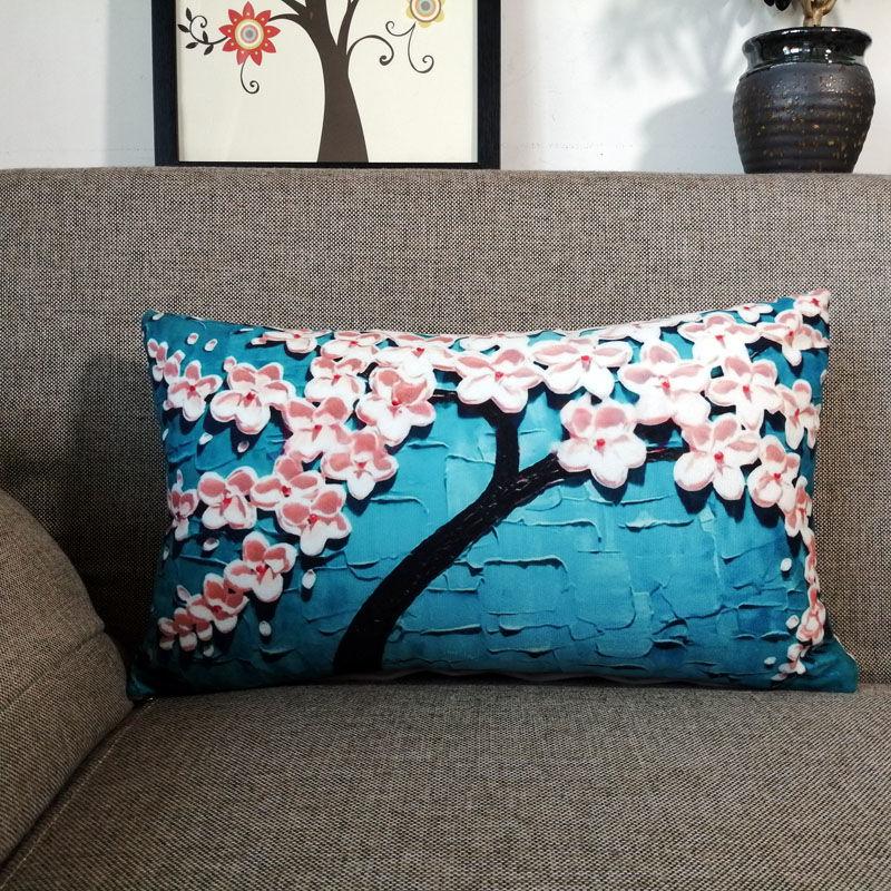 2pcs/set3D Oil Painting Printing Cushion Cover and Cushion Linen Fabric Pillowcase Pillows Case Cover Pillow Bedroom Pillowcase
