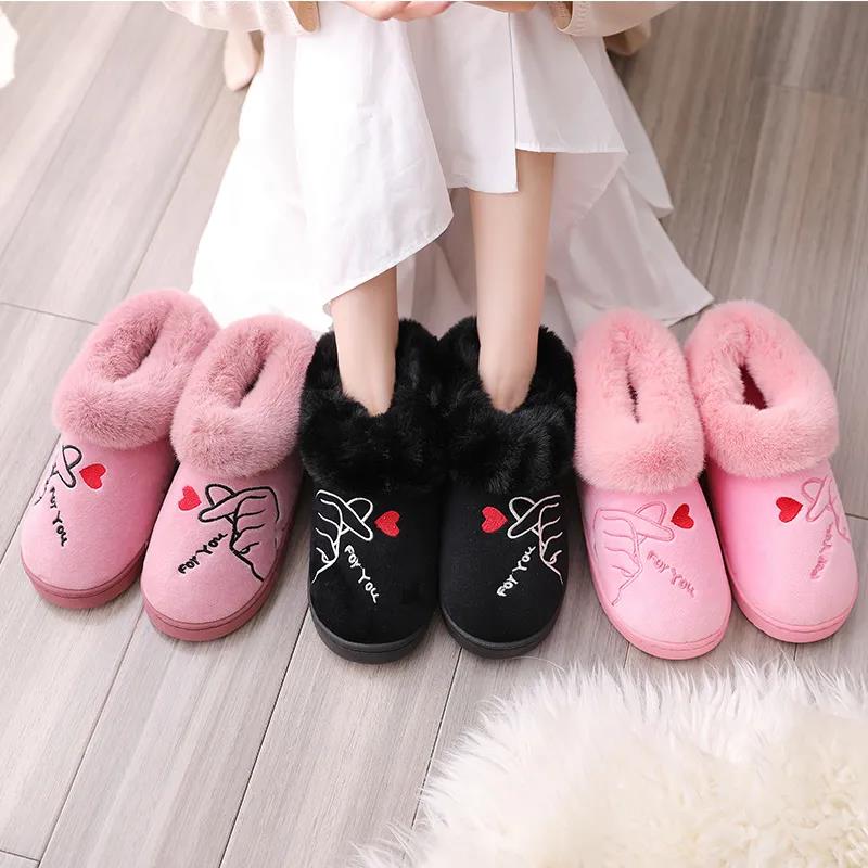 Winter Couple Cotton Slippers Platform Non-slip Bag Heel Slippers Home Furnishing Plush Warm Shoes