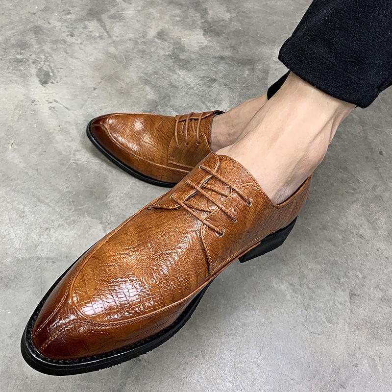 Formal British Style Men Leather Trend Pointed Toe Slip-On Design Mens Business Wedding Dress Shoes