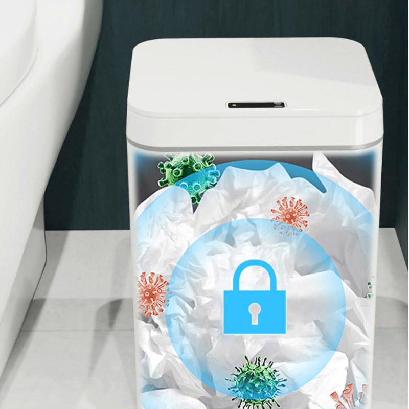 16 Liters Smart Sensor Trash Can Household with Lid Bathroom Kitchen Living Room Toilet Automatic Thickening Increase Trash Can