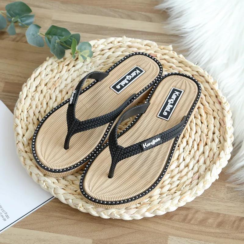 Slippers Women's Outer Wear Sandals Flip Flops Summer Casual Fashion Flat Feet Flat Heels Non-slip One Size Smaller