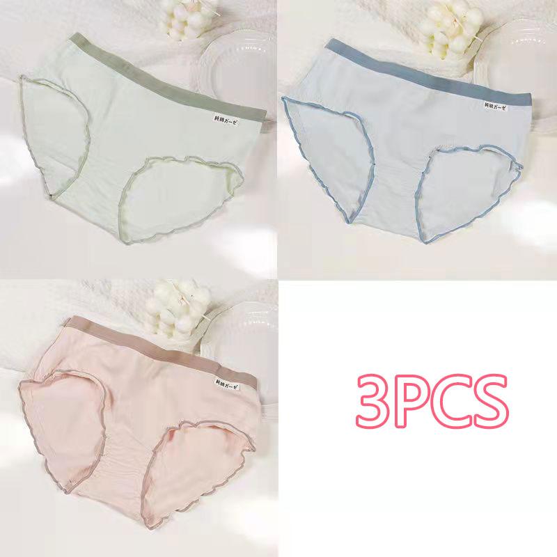 3PCS Cute Girls Underwear Girls Students Cotton Antibacterial Low Waist Panties Japanese Simple Briefs Girl Panty Models