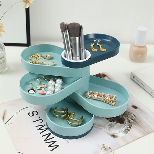 Rotating Jewelry Box Earrings Necklaces Multi-layer Storage Large-capacity Dust-proof Storage