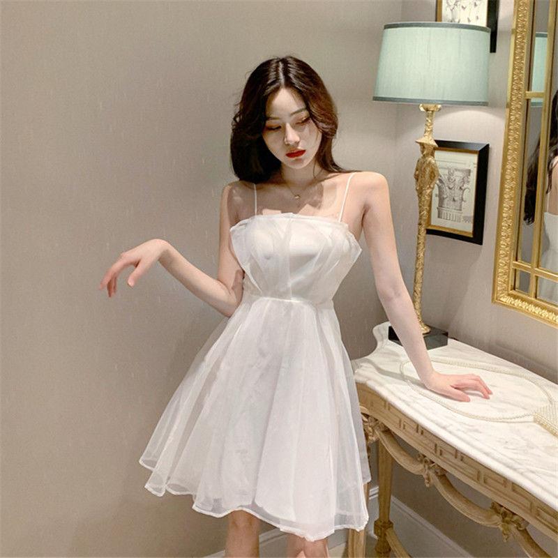Sexy Woman Tube Top Sling Skirt A-line Dress Leeveless Hollow Out Bare Shoulders Bar Party