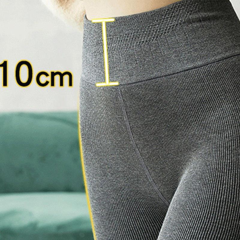 Gray Leggings Autumn and Winter Thick Striped Women Plus Velvet Warm Pants Stepped on To Wear Outside