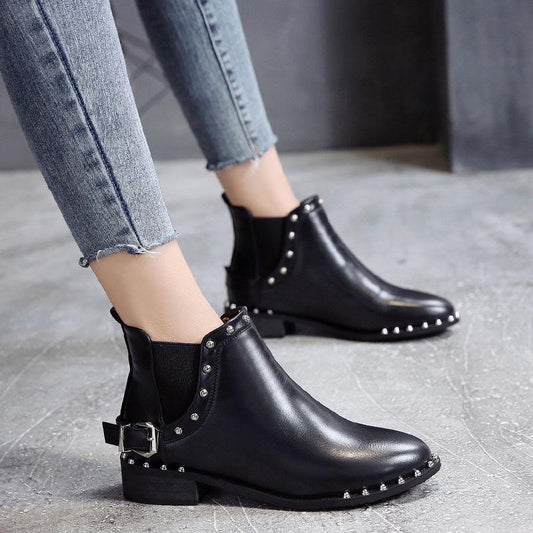 Autumn Winter Boots Fashion Zipper Ankle Boots Low Heel High Quanlity Leather Boots Casual Shoes