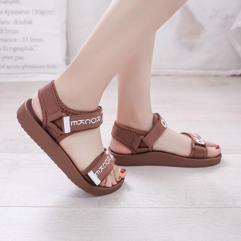 Sandals Female Sports 2020 Summer Velcro Korean Students Wear Wild Flat Beach Shoes Hugh Ins Tide