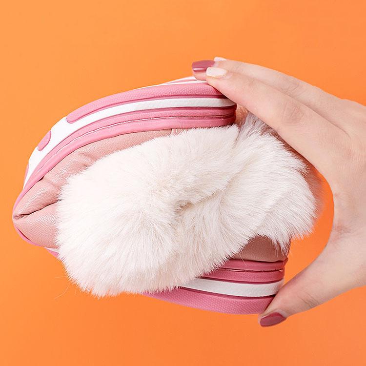 Autumn and Winter Couple Lover's Cotton Slippers PU Leather Waterproof Indoor Household Non-slip Home Warm Cotton Shoes