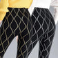 Women's Wavy Stripes  Large Size Elastic Waist  Small Feet Trousers  Black  Thin  White Trousers  High Waist Leggings
