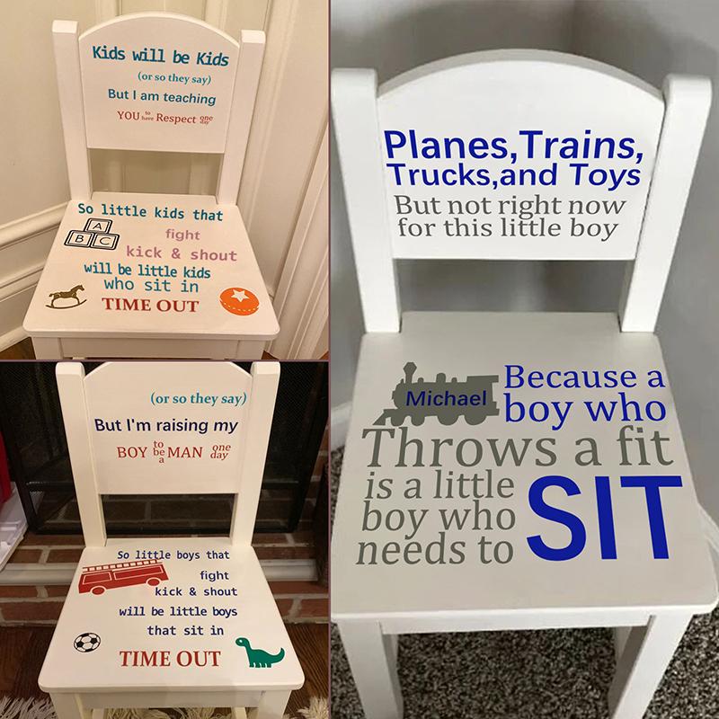 3 Set Boy's Time Out Chair Sticker Child Early Education Sticker Removable Chair Decoration Sticker for Home Decoration Christmas DIY Gift for Boy